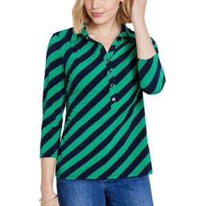 Charter Club Half-Placket 3/4-Sleeve Top